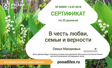 Ко Дню любви, семьи и верности россияне могут посадить семейный лес <br />
              